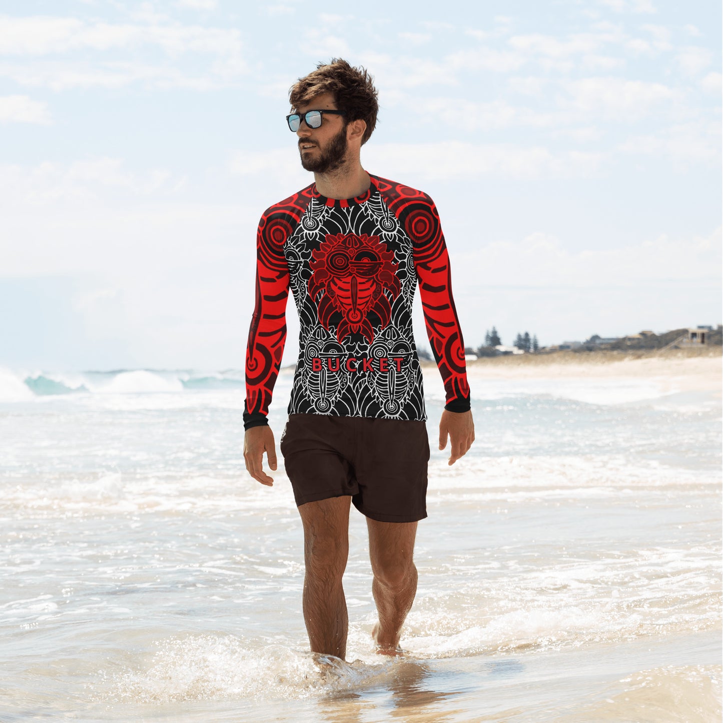 Red Bucket McRib Men's Rash Guard