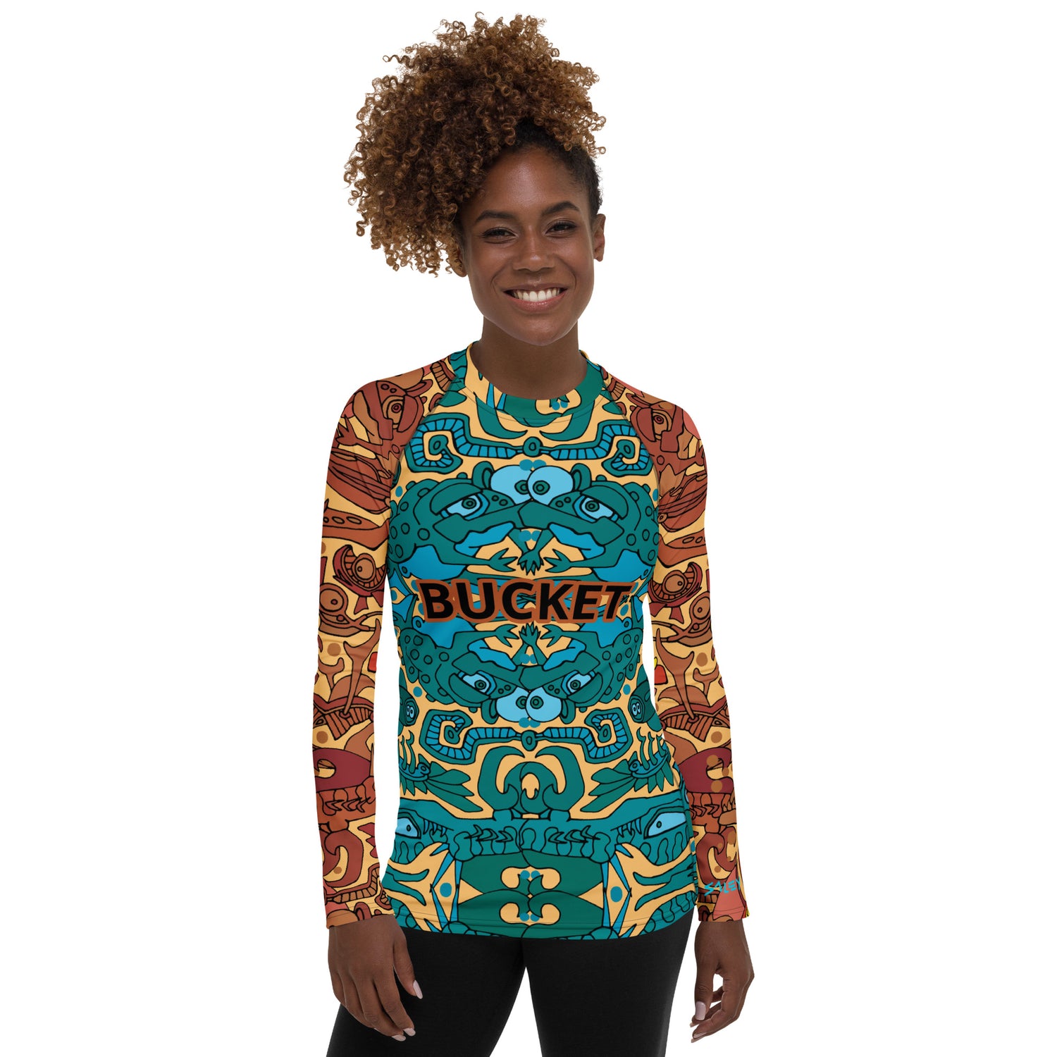 Rusty Contrast Rash Guard Chardonnay Rust Bucket Women's Rash Guard – BucketInk