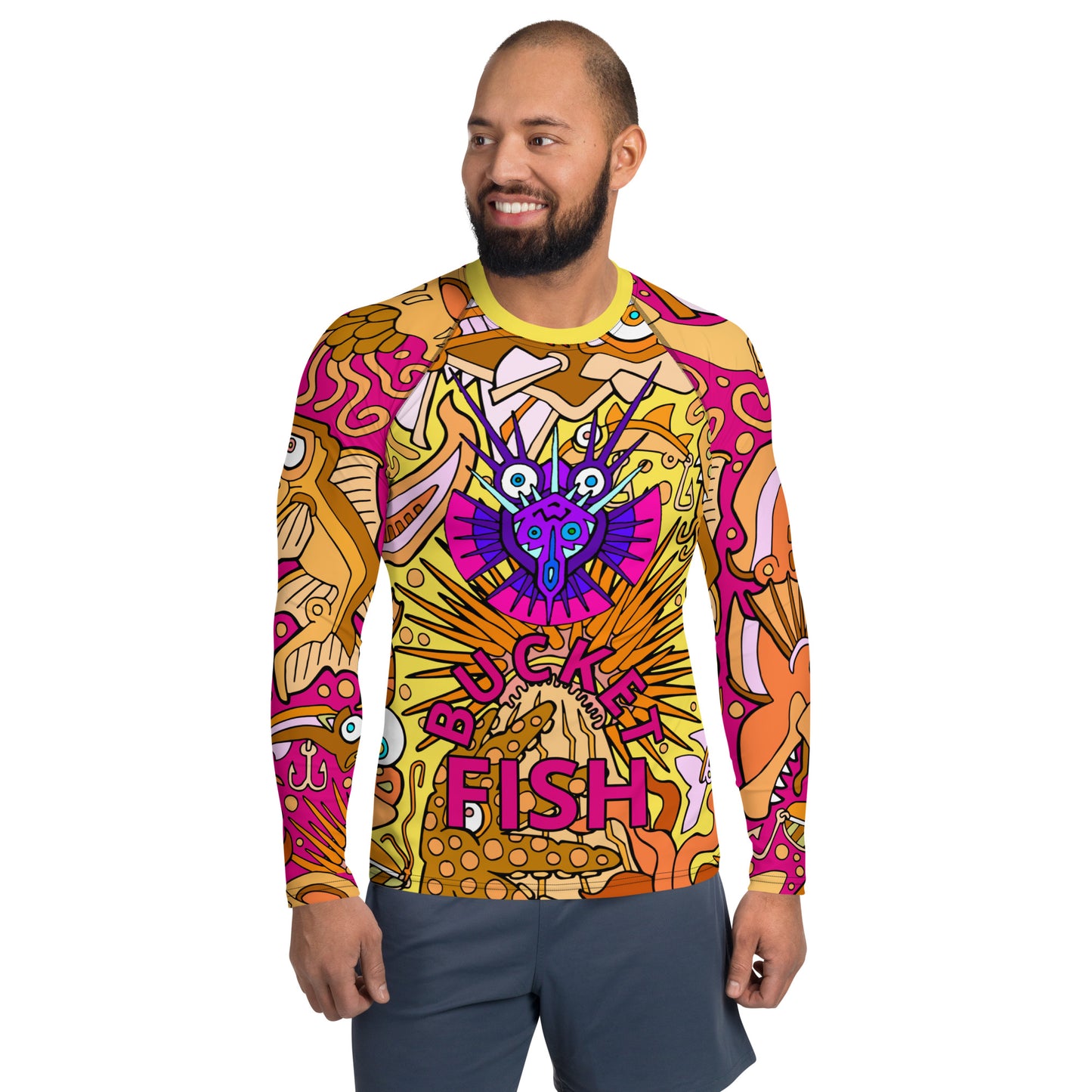 Hot Angel Orange Urchin Men's Rash Guard