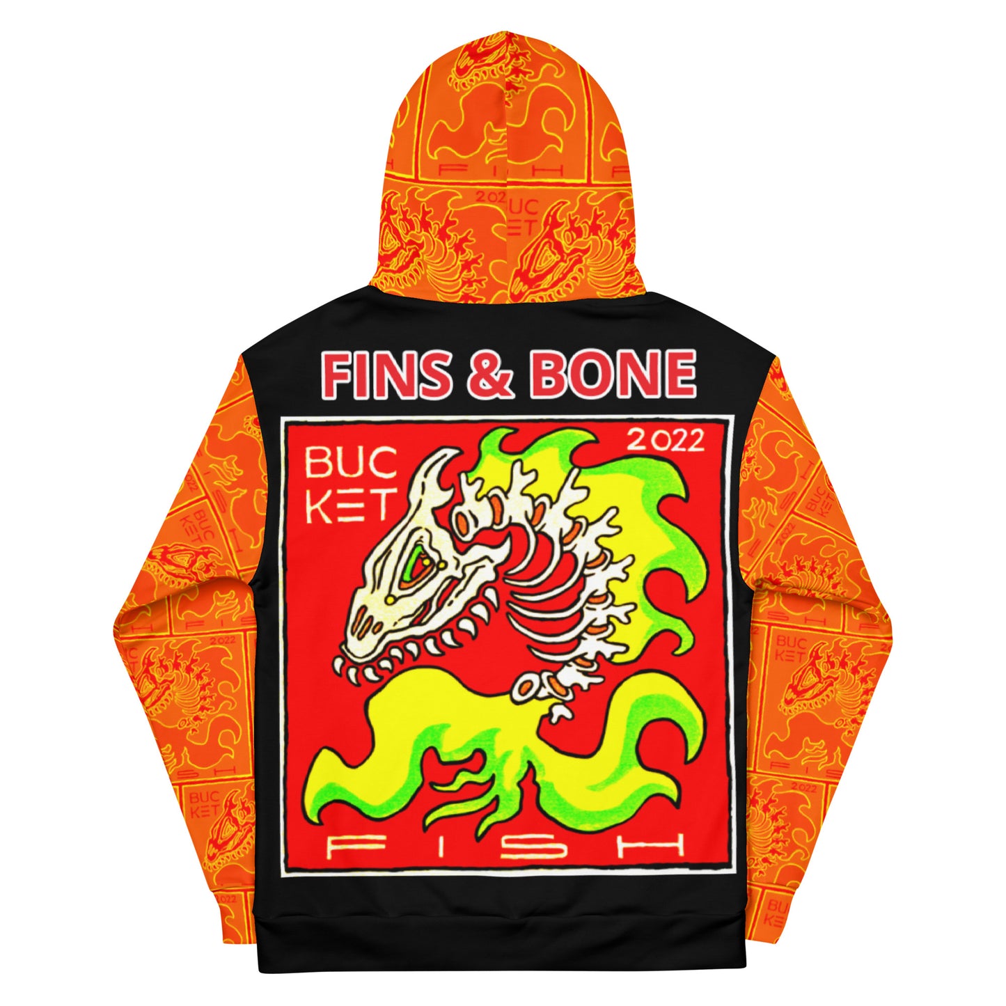 Orange Fins & Bone Bucketfish Unisex Hoodie