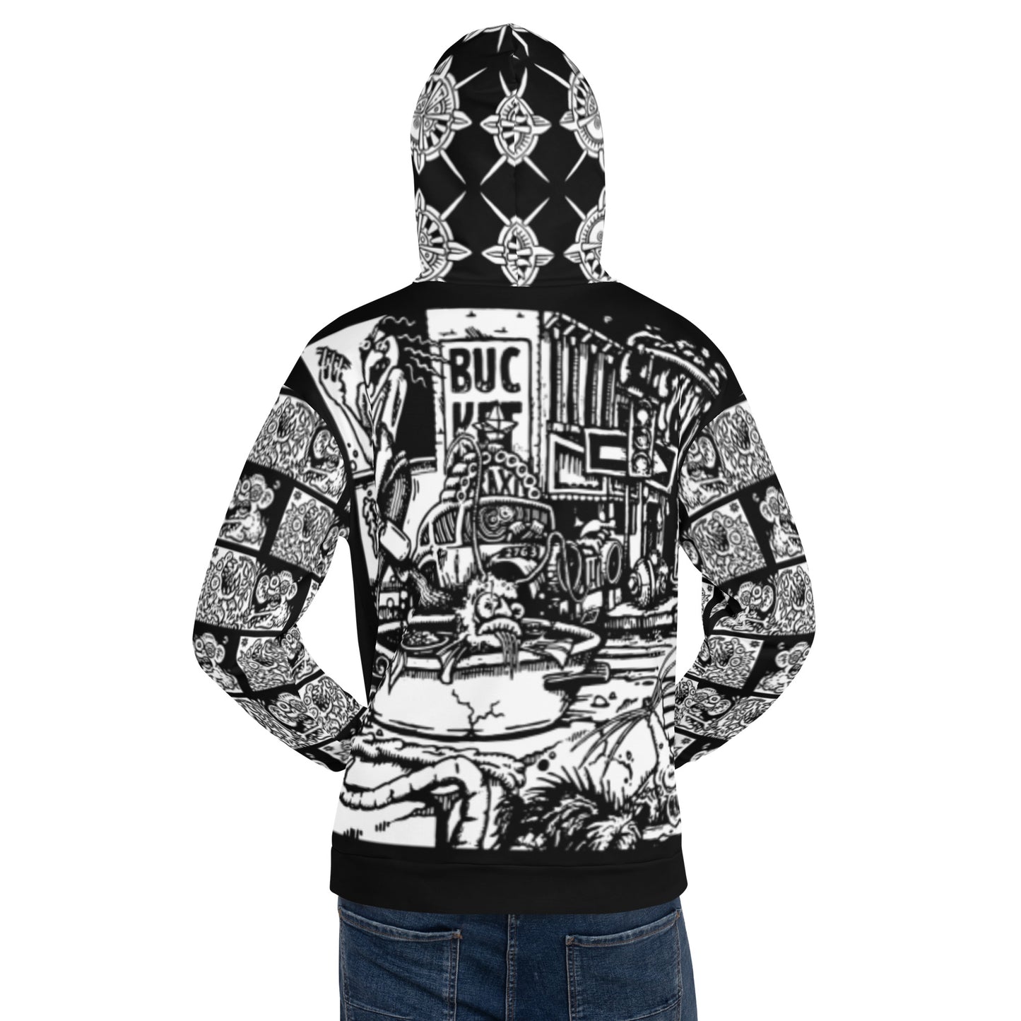 Black & White O.G. Bucketfish Unisex Hoodie