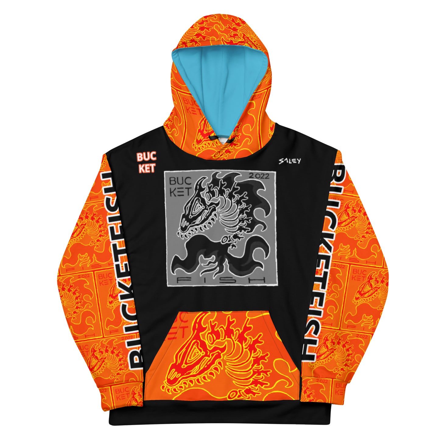 Orange Fins & Bone Bucketfish Unisex Hoodie