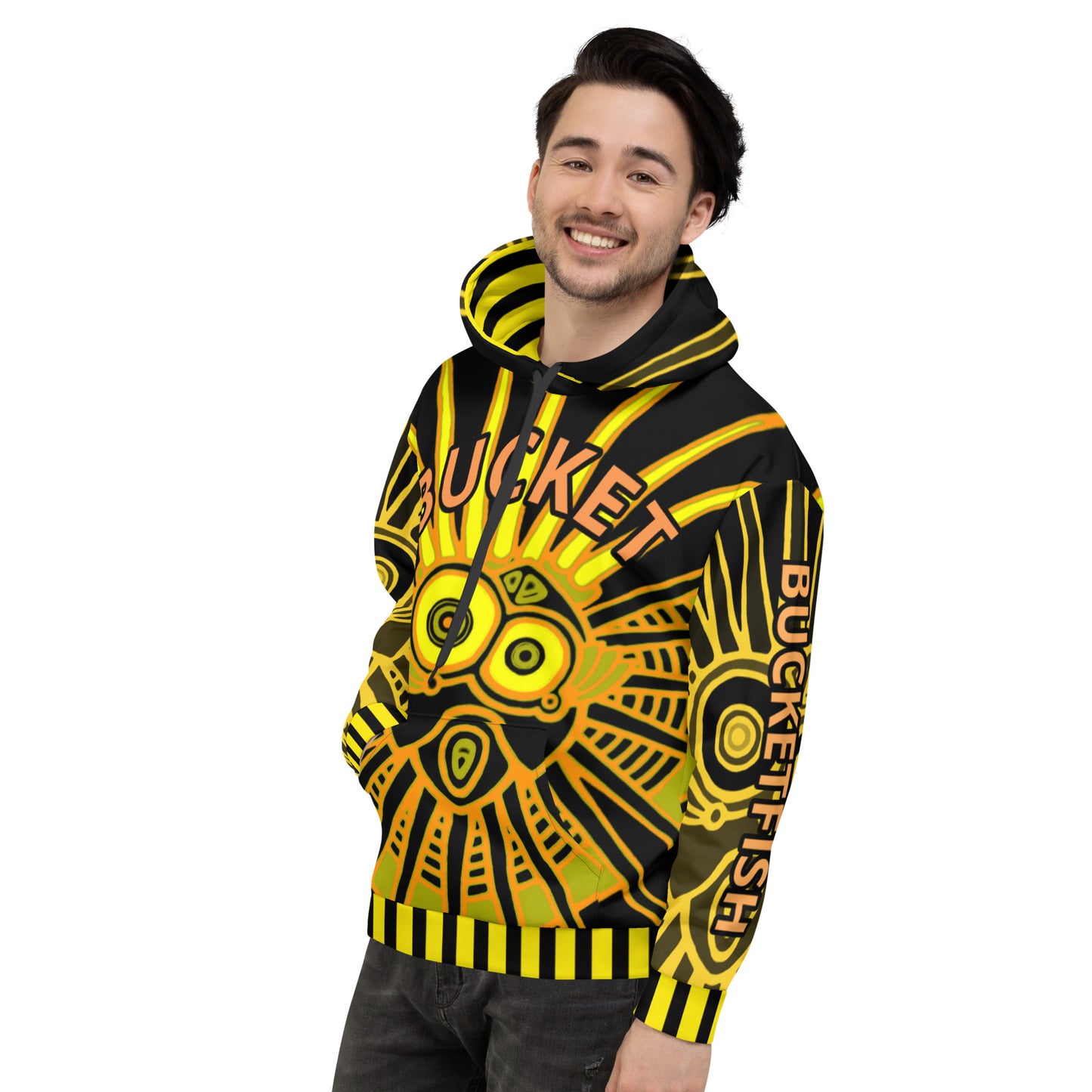 Black & Yellow Longtooth Bucketfish Unisex Hoodie