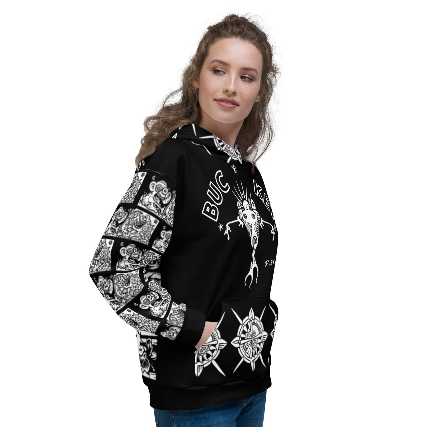 Black & White O.G. Bucketfish Unisex Hoodie