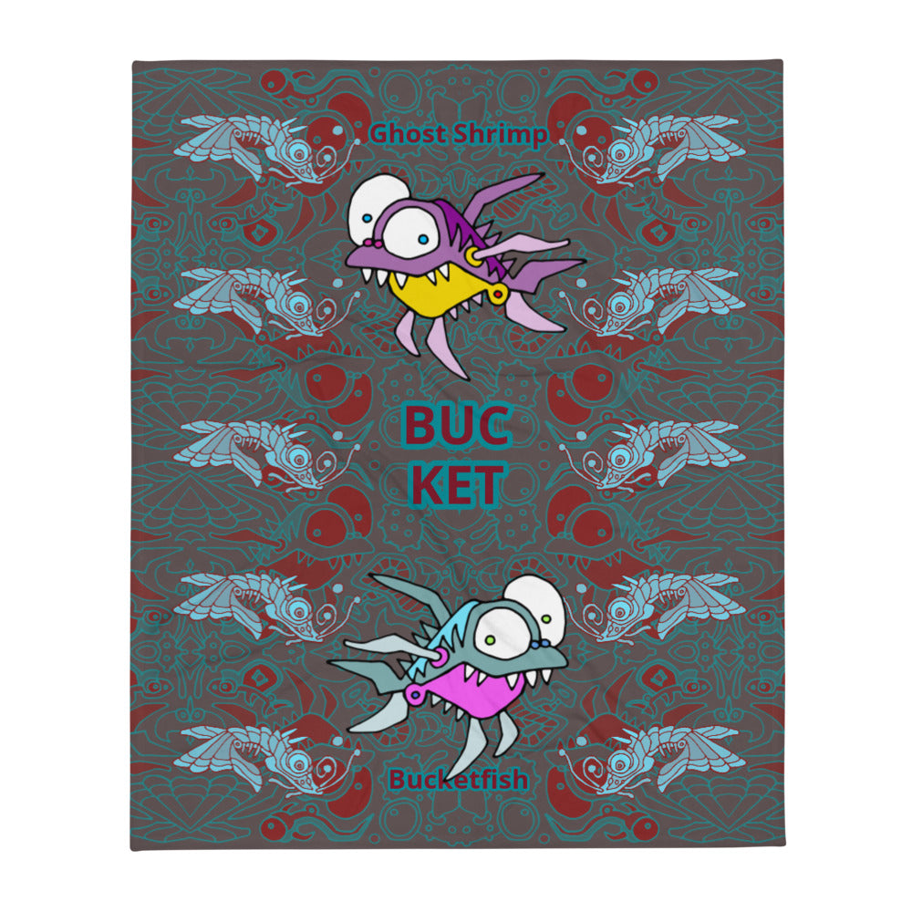 Ghost Shrimp Bucketfish Throw Blanket